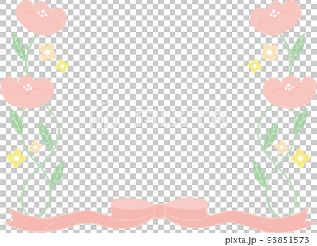 Frame with flowers and ribbons 93851573