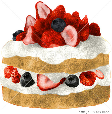 イチゴとブルーベリーのケーキ イチゴとブルーベリーのケーキ 93851622