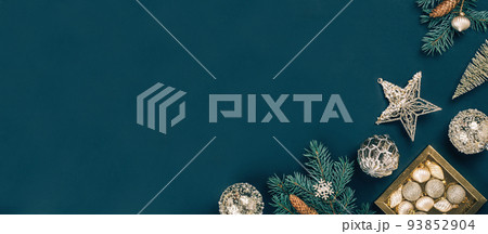 Christmas and New Year rich golden ornaments banner. Christmas and New Year rich golden ornaments banner. 93852904