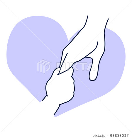 Close up illustration of kid son and mom holding hands. Family love vector concept Close up illustration of kid son and mom holding hands. Family love vector concept 93853037