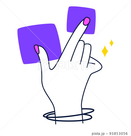 Female Hand Touching Sensory Multi Touch Screen のイラスト素材