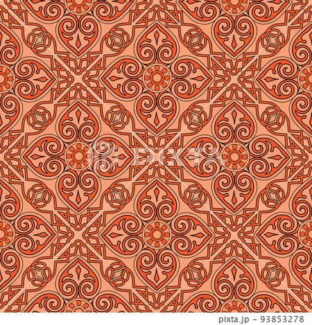 Abstract floral seamless pattern. Mosaic floral ornamental background. Muslim ornament in arab orient style with Arabic, Turkish, Indian motifs. Good for fabric, textile, wallpaper or package Abstract floral seamless pattern. Mosaic floral ornamental background. Muslim ornament in arab orient style with Arabic, Turkish, Indian motifs. Good for fabric, textile, wallpaper or package 93853278