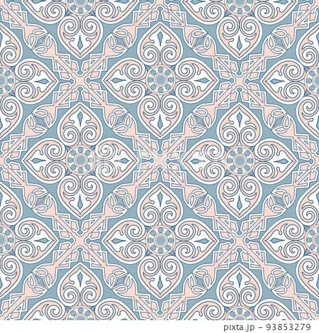 Abstract floral seamless pattern. Mosaic floral ornamental background. Muslim ornament in arab orient style with Arabic, Turkish, Indian motifs. Good for fabric, textile, wallpaper or package 93853279