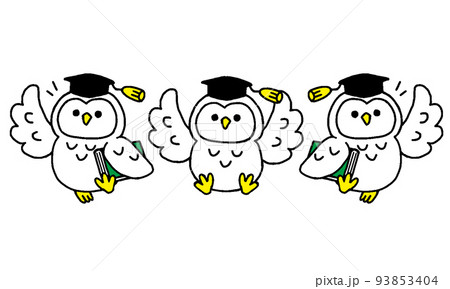 フクロウ博士イラストセット（シンプル）のイラスト素材 [93853404