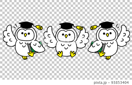 フクロウ博士イラストセット（シンプル）のイラスト素材 [93853404