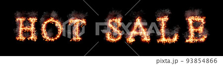 Words hot sale burning with fire and smoke, digital art isolated on black background 93854866