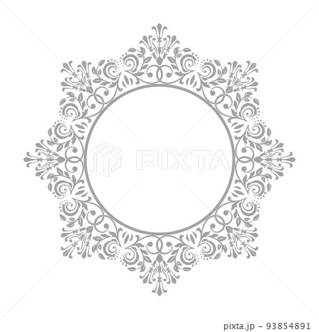 Decorative frame Elegant vector element for design in Eastern style, place for text. Floral gray and white border. Lace illustration for invitations and greeting cards 93854891