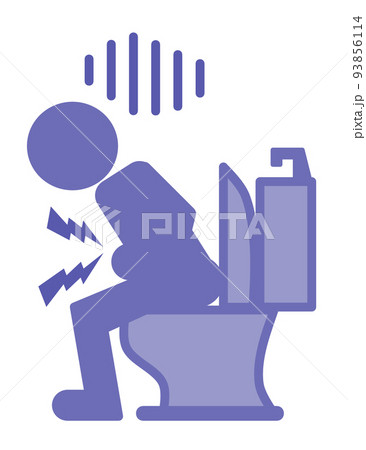 腹痛で下痢になりトイレで排便をする人 93856114