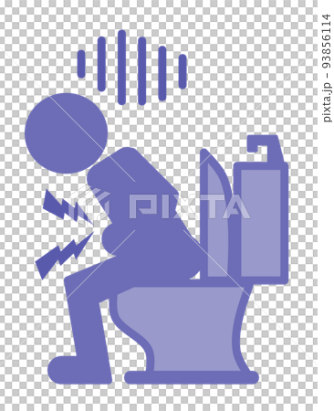 腹痛で下痢になりトイレで排便をする人 93856114