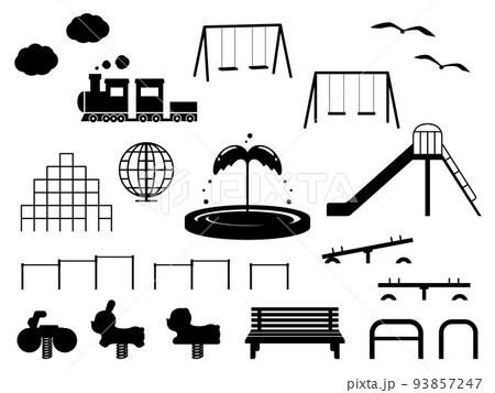 公園の遊具_シルエット素材セット 93857247