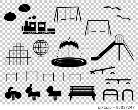 公園の遊具_シルエット素材セット 93857247