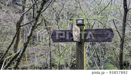 Direction signs post in Brecon Beacons Park, UK Direction signs post in Brecon Beacons Park, UK 93857892