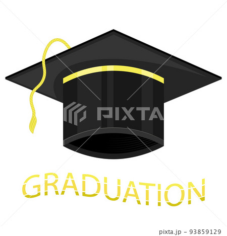 Black Graduation Cap Icon on White Background 93859129
