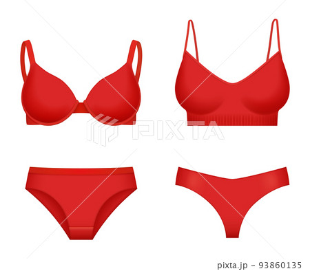 Bralette and undies set lingerie collection, red lipstick, silver earrings  ligerie store illustration in vector. Undies and bra boutique template card  with quote text Stock Vector by ©lu.bondarieva.gmail.com 339526414