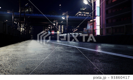 night scene of japan city with neon lights night scene of japan city with neon lights 93860417
