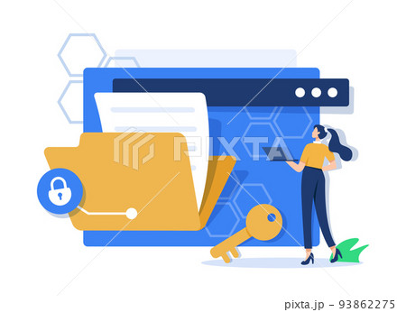 Office worker holding giant folder for storing papers. Modern concept of file management system, online document storage service 93862275