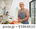 Portrait of Asian senior man in kitchen 93864610