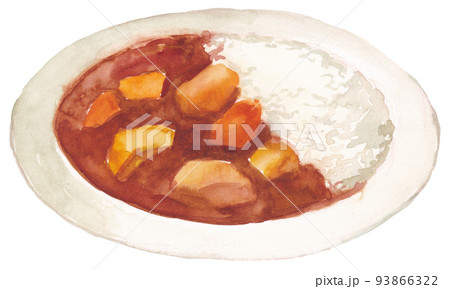 カレーライス2　水彩素材 93866322