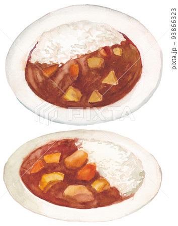 カレーライス水彩素材セット カレーライス水彩素材セット 93866323