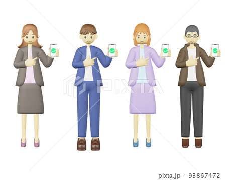 スマホを指さす人　3D 93867472