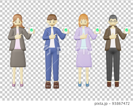 スマホを指さす人　3D 93867472