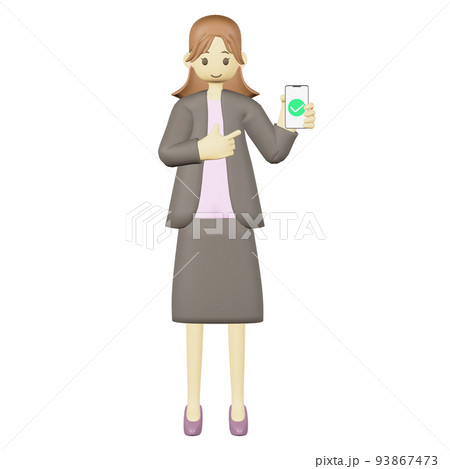 スマホを指さす人　3D 93867473
