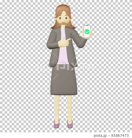 スマホを指さす人　3D 93867473