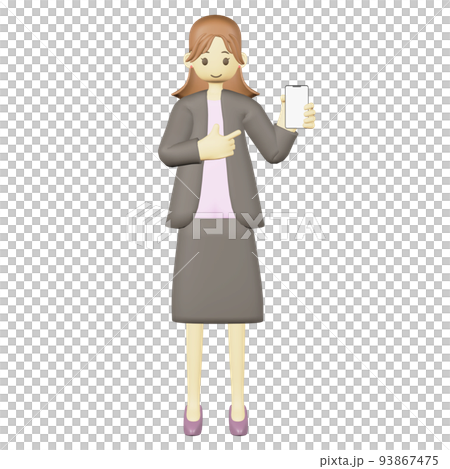 スマホを指さす人　3D 93867475