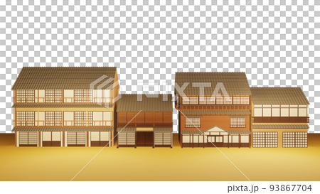 昔の街並み　温泉宿　3D 93867704