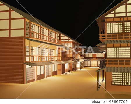 昔の街並み 温泉宿 3D 昔の街並み 温泉宿 3D 93867705