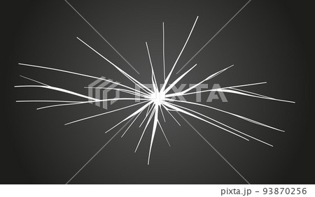 Glass cracks. Broken ice. Bullet marks on transparent surface, electronic display, window. Vector sketch illustration. 93870256