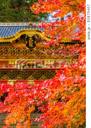 世界遺産「日光の社寺」構成資産　紅葉の輪王寺大猷院　二天門 93870407