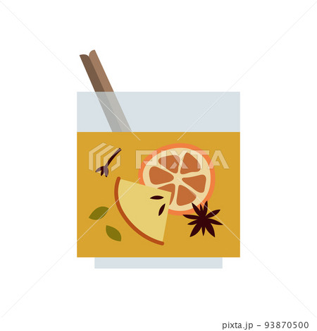 Christmas mulled white wine with citrus fruit, apple, cinnamon, clove, cardamom, anise. Winter hot drink. Sangria, apple cider. Traditional xmas beverage. Vector flat cartoon illustration Christmas mulled white wine with citrus fruit, apple, cinnamon, clove, cardamom, anise. Winter hot drink. Sangria, apple cider. Traditional xmas beverage. Vector flat cartoon illustration 93870500