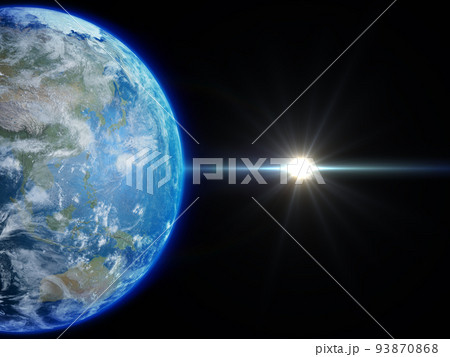 地球　日本　背景　太陽　CG 93870868