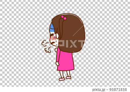 （全身斜後方）心痛無法呼吸的少女 93871838
