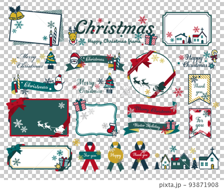 大人かわいいクリスマスアイコンベクターイラスト素材／プレゼント／サンタ／素材／ゴールド 93871908