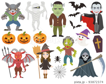 西洋の怪物セット ハロウィンのイラスト素材