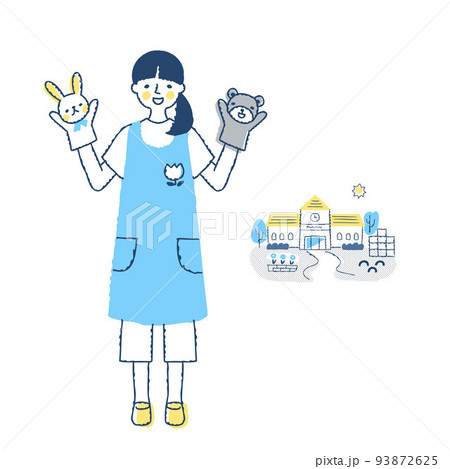 保育士の女性と保育園 保育士の女性と保育園 93872625
