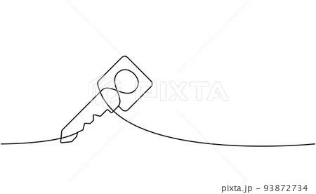Key one line continuous drawing. Home key continuous one line illustration. Vector minimalist linear illustration 93872734