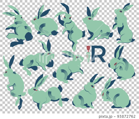 青うさぎ11羽のセット 93872762