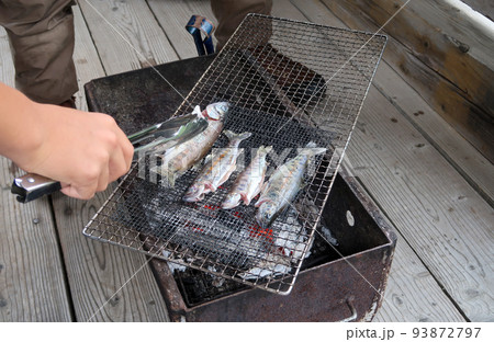新鮮なニジマスの塩焼き 93872797