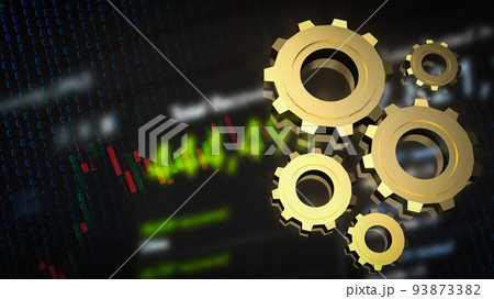 The gold gear on business background 3d rendering The gold gear on business background 3d rendering 93873382