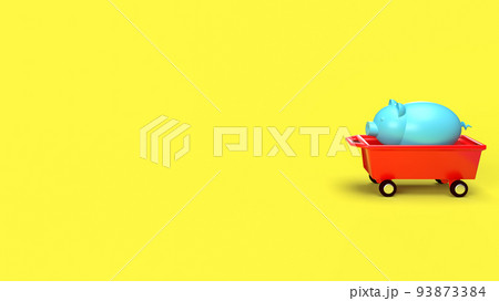 The piggy bank on toy wagon for sci or medical concept 3d rendering The piggy bank on toy wagon for sci or medical concept 3d rendering 93873384