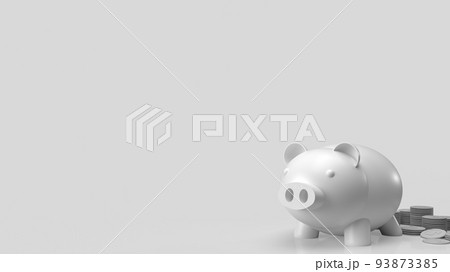 The white piggy bank and coins on clear background 3d rendering The white piggy bank and coins on clear background 3d rendering 93873385
