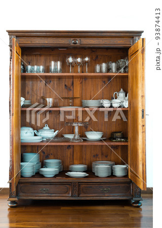 Glass dishware in Opened Eclectic Ferniture Wardrobe Antique Interiors 93874413