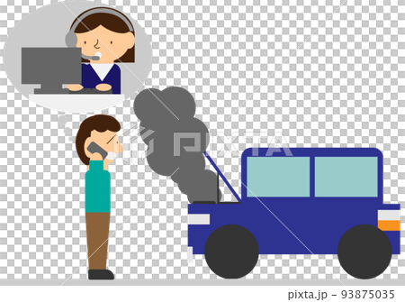 車が故障してしまいオペレーターに連絡する人 93875035
