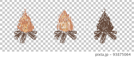 Warm orange flame bonfire illustration set 93875064