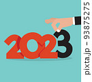 Hand Picks Up 2023 New Year Concept Vector Illustration. 93875275