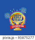 2023 Year Celebration Logo on Blue Blackground Vector Illustration. 93875277
