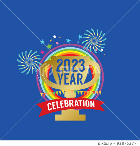 2023 Year Celebration Logo on Blue Blackground Vector Illustration. 93875277